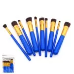 Set X10 Brochas Azúles Amy Beauty En Funda