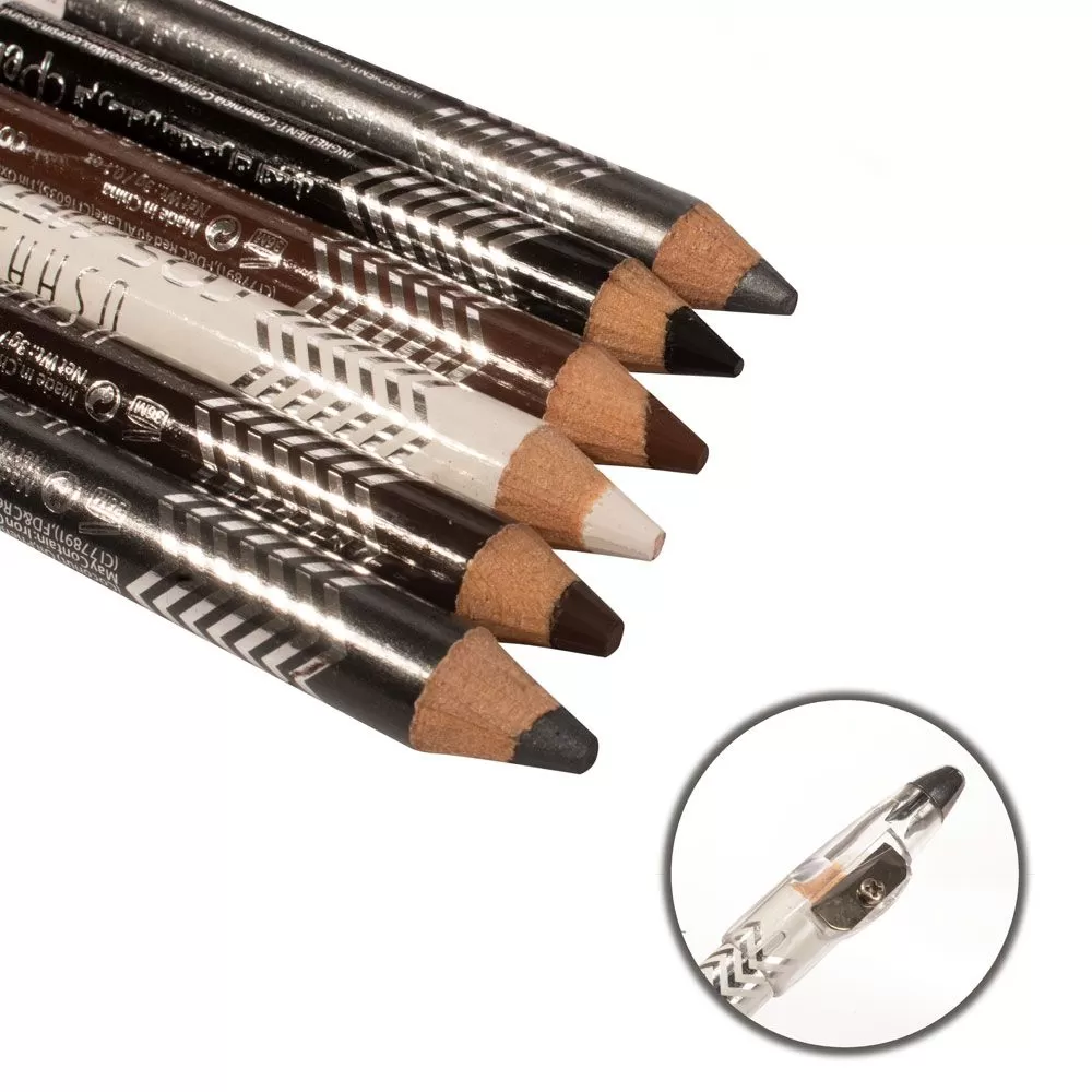 ZAR-P020E-B Lápiz Delineadores colores oscuros con sacapuntas - Ushas (12Uds.)