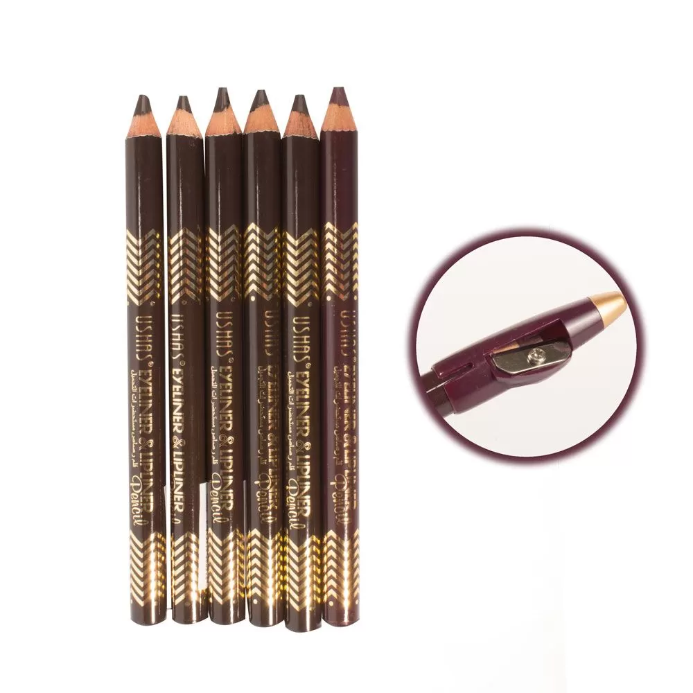 ZAR-P021B-6-2 Delineadores oscuros con sacapuntas - Ushas (6Uds.)