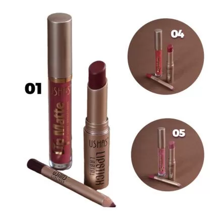 Lip Set 3 en 1 – Labial, Gloss y Delineador de Labios | Ushas
