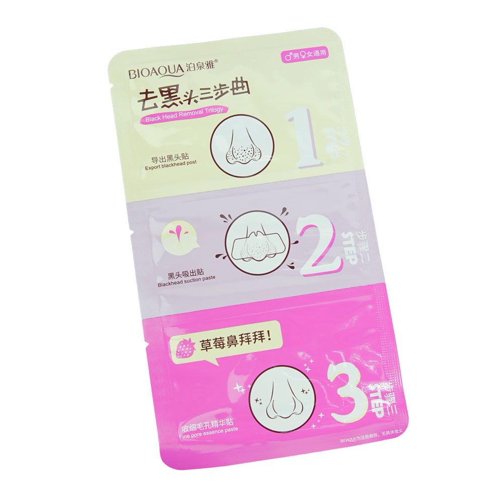 Macasrilla 3 pasos extraer puntos negros - Bioaqua kit mascarilla para puntos negros 3 pasos