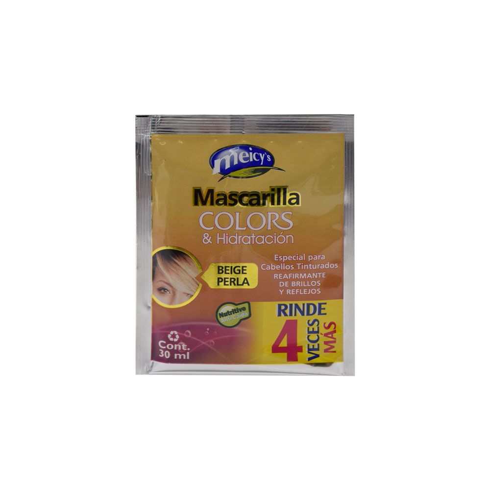 SACHET MASCARILLA COLORS & HIDRATACION BEIGE - MEICY´S mascarilla capilar hidratante para cabello teñido