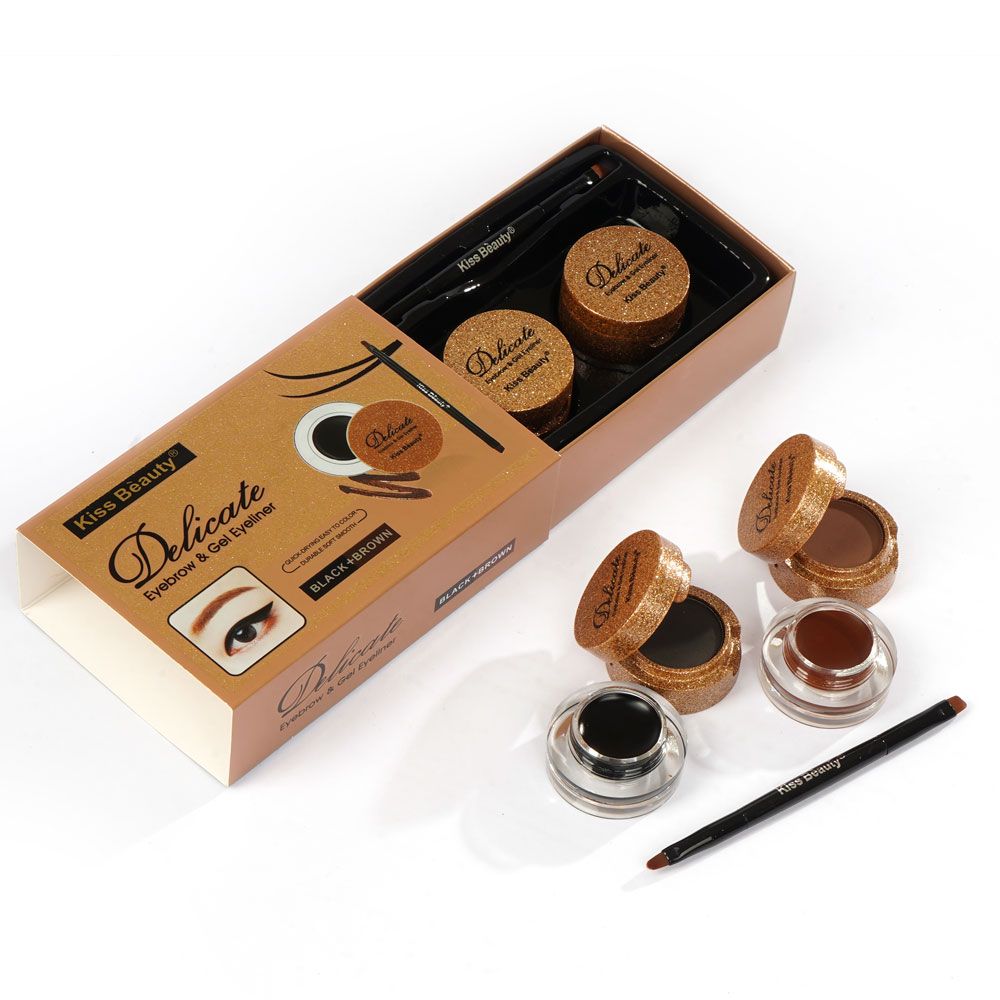 DELINEADOR DE OJOS EN GEL Y CEJAS - KISS BEAUTY delineador en gel para cejas profesional