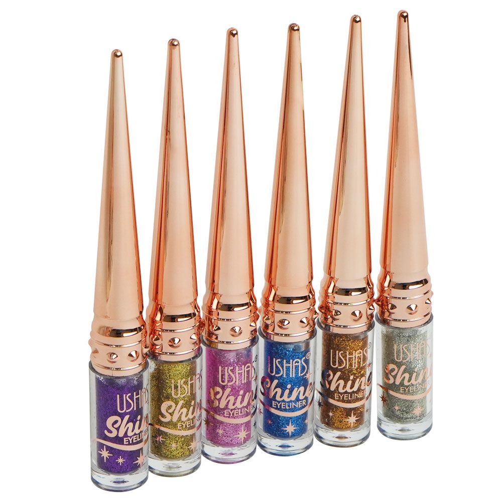 Delineadores Glitter 6 colores - Ushas x12 delineadores glitter profesionales