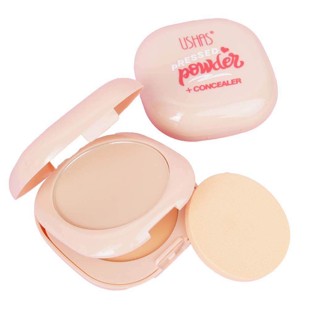 Polvo compacto y concelear en crema - Ushas base 2 en 1 polvo compacto y corrector cremoso