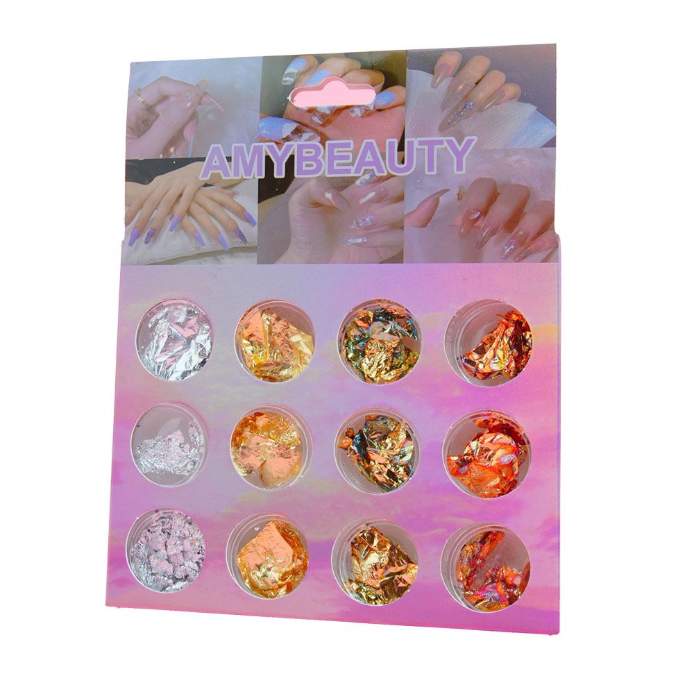 Decoración para uñas pan de oro, bronce y plata - Amybeauty láminas metálicas para uñas