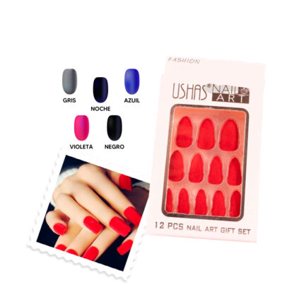 kit de uñas postizas rojo mate