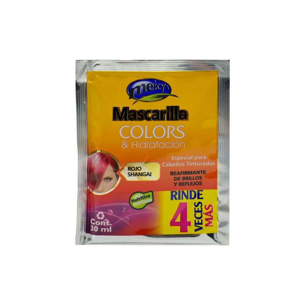 SACHET MASCARILLA COLORS & HIDRATACION ROJO - MEICY´S mascarilla hidratante para cabello teñido rojo