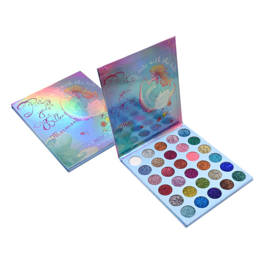 Glitter Eyeshadow Palette, Mermaid de 30 Colores. paleta de sombras glitter profesional