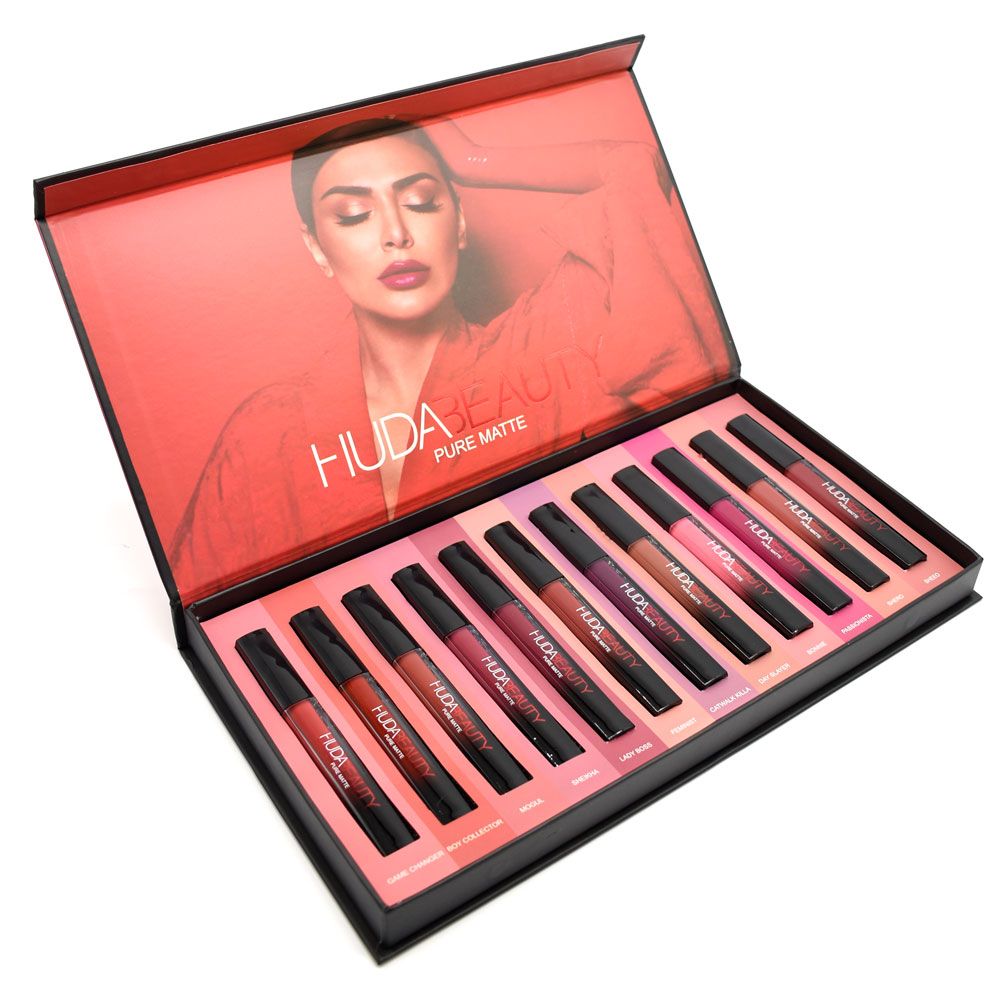 Lipgloss Pure Matte X Box Huda Beauty kit labial mate profesional