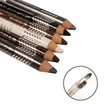 set de lápices delineadores oscuros con sacapuntas